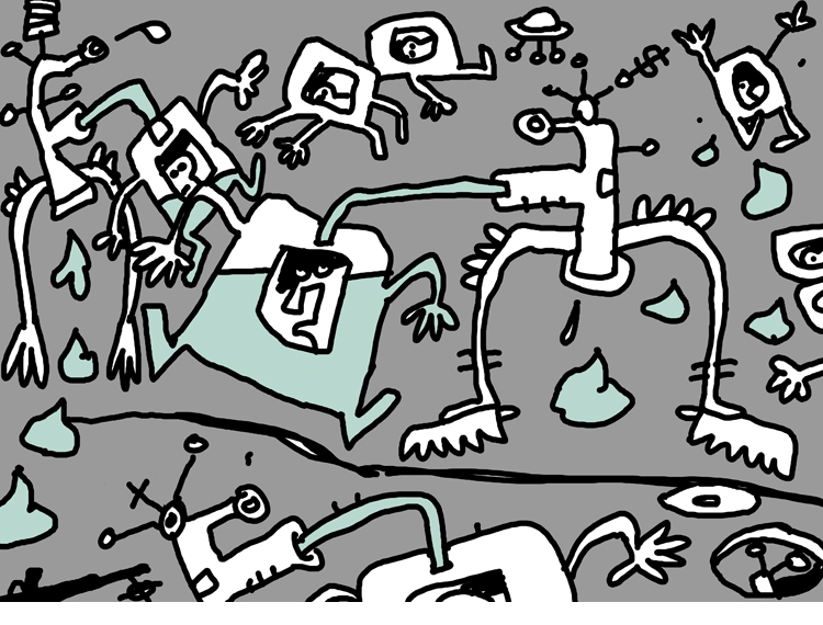 Sucking aliens Fatline illustratie
